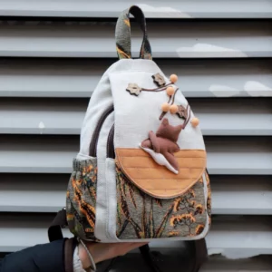 Cute cartoon casual small backpack with multiple compartments, lightweight canvas bag, commuting travel backpack for women - Image 3