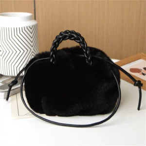 Women's Crossbody Pumpkin Plush Bag Cute Tote Bags Autumn Winter Fashion Solid Color Handbag Travel Shoulder Bags - Image 6