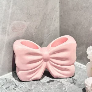1pc Ceramic Bow Toothbrush Holder Ornament Ceramic Toothbrush, Toothpaste Storage Rack Bathroom Accessories Brush Holder - Image 3