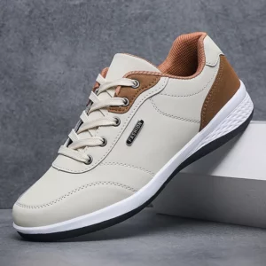 2023 New Casual Shoes for Men Fashion Leather Casual Shoes Comfortable Skateboarding Sneakers Mixed Colors Lace Up Walking Shoes - Image 1
