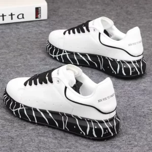 Brand men's shoes, fashionable and versatile couple's sneakers, breathable sports and leisure thick-soled women's white shoes - Image 1
