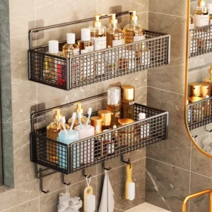Bathroom Storage Rack Non Perforated Wall Mounted Towel And Toiletries Storage Rack Restroom Storage - Image 3