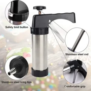 Stainless Steel Cake Cream Decorating Gun Set Cookie Making Machine Nozzles Mold Pastry Syringe Extruder Kitchen Baking Tools - Image 2
