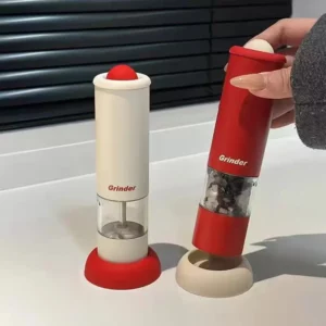 Electric Salt and Pepper Grinder Rechargeable Automatic Pepper Mill Grinder Adjustable Coarseness Shakers One-Hand Operation RED - Image 4