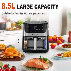 Sonifer Air Fryer SF-1034 .Frying pot capacity: 8.5L .Temperature control: 80-200°C time control: 1-60mins .LED display and touc - Image 4
