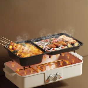 220V Home Style Integrated Pot Barbecue Non Stick Multifunctional Electric Plate Hot Pot Dual-purpose Electric Cooking Pot - Image 2