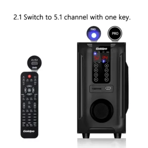 5.1 Channel Bluetooth Speaker Wooden Multimedia Home Theater Set Sound Box Super Subwoofer Wooden Home Audio Computer Speakers - Image 4
