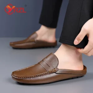 YRZL Loafers Men Handmade Summer Slip on Half Shoes for Men Non Slip Slippers Casual Comfortable Breathable Man Sandals - Image 5