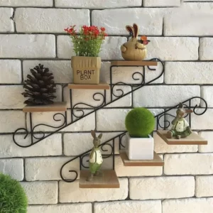 Retro Staircase Decorative Frame Wall Estanterias Murale Pared Decoracion Wall Hanging Flower Shelf Mount Home Accessories - Image 3