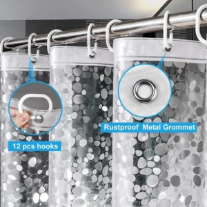 PEVA Pebble Shower Curtain Transparent Lining Waterproof Bathtub Bathing Cover Cobblestone Bathroom Bath Curtains Liner - Image 3