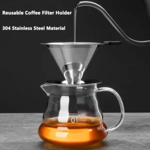 Portable Coffee Filter Stainless Steel Easy Clean Reusable Double Layer Coffee Funnel Paperless Pour Over Holder Coffee Dripper - Image 2