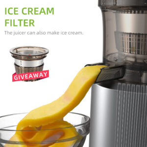 BioloMix Cold Press Juicer with 75mm Feed Chute, 200W 40-65RPM Powerful Motor Slow Masticating Juice Extractor Fits Whole Fruits - Image 5