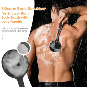 Silicone Back Scrubber for Shower, Bath Body Brush with Long Handle,Double Sided Shower Brush for Shower Exfoliating and Massage - Image 2