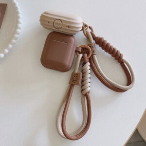 caramel color soft silicone earphone case with bracelet fall prevention couple for airpods 2 3 pro 2 bluetooth charging box case - Image 3