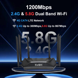 KuWFi 1200Mbps 4G LTE Router 2.4G 5G Dual Band Wireless Router with 6*5dBi High Gain Antennas with Gigabit WAN LAN Port - Image 4