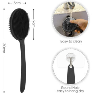 Silicone Back Scrubber for Shower, Bath Body Brush with Long Handle,Double Sided Shower Brush for Shower Exfoliating and Massage - Image 4