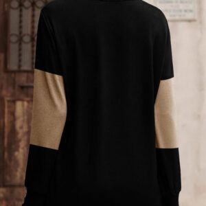 6 Color Blocked Striped Top Women's V-Neck Button Up Long Sleeve T-Shirt Spring Autumn Casual Pullover - Image 5