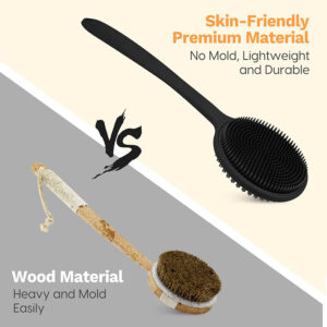 Silicone Back Scrubber for Shower, Bath Body Brush with Long Handle,Double Sided Shower Brush for Shower Exfoliating and Massage - Image 5