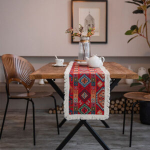 Vintage Jacquard Cotton and Linen Tassel Table Runner Christmas Party Wedding Kitchen Table Fabric Home Coffee Table Decor - Image 3