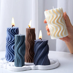 Wavy Stripe Cylindrical Silicone Candle Mould Pillar Twisted Stripe DIY Candlestick Making Design Shape Scented Candle Handmade - Image 4
