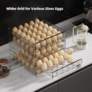 Clear 60 Egg Container for Refrigerator, Egg Holder for Fridge,Stackable Egg Storage Container, Egg Fresh Storage Box Tray - Image 6
