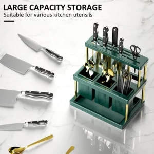 Cutter and Cutlery Drying Rack Space Saving Utensil Holder with Removable Water Catch Tray Kitchen Cutter Organizer and Drainer - Image 5