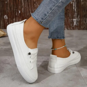 Wear-resistant, Lightweight, Breathable Solid Color Flat Sneakers, Comfortable Casual Running Shoes Zapatillas Deportivas Mujer - Image 2