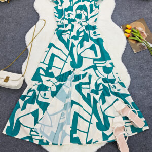 Color Block Crew Neck Dress, Casual Flutter Sleeve A-line Dress For Spring & Summer, Women's Clothing - Image 2