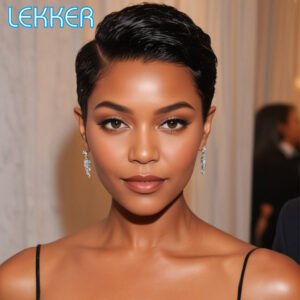 Lekker Short Pixie Cut 13X1 Part Lace Front 100% Human Hair Wig For Women Ready to Wear Brazilian Remy Hair Colored Straight Wig - Image 5