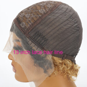 Pixie Cut Wigs Human Hair Ombre 1B/27 Short Curly Lace Front Wigs Brazilian Water Wave Bob Wig 13x1 Transparent Lace Wigs 180% - Image 6