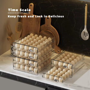 Clear 60 Egg Container for Refrigerator, Egg Holder for Fridge,Stackable Egg Storage Container, Egg Fresh Storage Box Tray - Image 4
