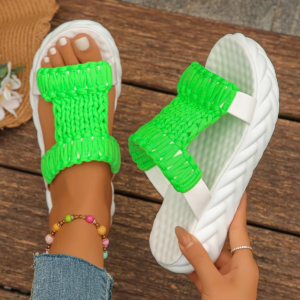 Braided Slippers Women Knit Platform Summer Gladiator Sandals Thick Heels Ladies Shoes Casual Beach Slippers Women Slides Women - Image 7