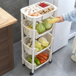 3 sets Kitchen shelf, floor to ceiling multi-layer fruit and vegetable rack, vegetable basket, storage basket - Image 3