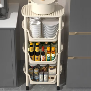 3 sets Kitchen shelf, floor to ceiling multi-layer fruit and vegetable rack, vegetable basket, storage basket - Image 2