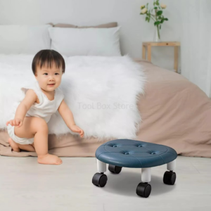 Low Rolling Stool Household Pulley Chair Footstool 360 Degree Rotating Stool Seat with Wheels Children Shoe Changing Stool - Image 2