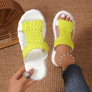 Braided Slippers Women Knit Platform Summer Gladiator Sandals Thick Heels Ladies Shoes Casual Beach Slippers Women Slides Women - Image 4