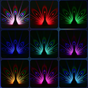 Peacock Projector Lamp Remote Control Night Light Bedside Colorful Atmosphere Light Creative Wall-mounted 9 modes Christmas Gift - Image 6