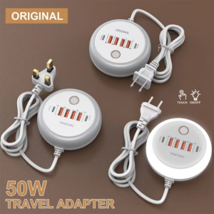 Creative Round PD50W Plug-in Charger 4USB Port +2TYPE-C Multi-port Intelligent Fast Charging Charger With Touch LED/ Fill Light - Image 4