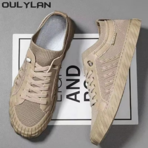 Oulylan Men's Breathable Sneakers Summer Casual Lightweight Round Head Solid Colour Non-slip Flats Walking Shoes Male - Image 7