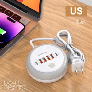 Creative Round PD50W Plug-in Charger 4USB Port +2TYPE-C Multi-port Intelligent Fast Charging Charger With Touch LED/ Fill Light - Image 5