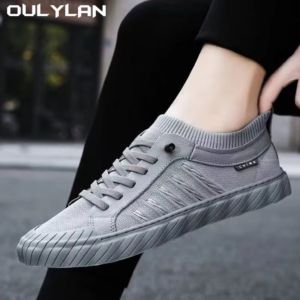 Oulylan Men's Breathable Sneakers Summer Casual Lightweight Round Head Solid Colour Non-slip Flats Walking Shoes Male - Image 6