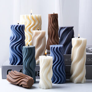 Wavy Stripe Cylindrical Silicone Candle Mould Pillar Twisted Stripe DIY Candlestick Making Design Shape Scented Candle Handmade - Image 2