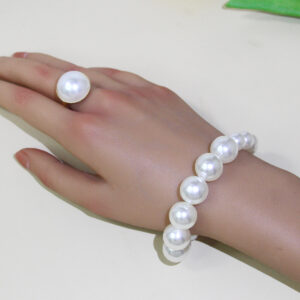 5 Women's Vintage Light Luxury French 5 Piece Imitation Pearl Jewelry Fashion Wedding Earring Bracelet Necklace Ring Set - Image 5