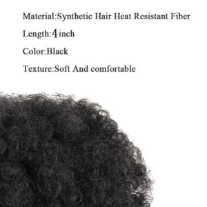 Kids Hair Puff Natural Black Synthetic Mini Afro Puff Drawstring Ponytail for Girls 2PC 4 Inch Kinky Curly Hair Updo Chignon - Image 2