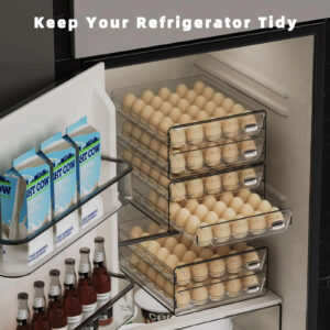 Clear 60 Egg Container for Refrigerator, Egg Holder for Fridge,Stackable Egg Storage Container, Egg Fresh Storage Box Tray - Image 2
