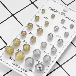12 Pairs/Lot Acrylic Rhinestone Fashion Earrings Set For Women Flower Heart Stud Earring Girls Simple Geometric Earrings Jewelry - Image 5