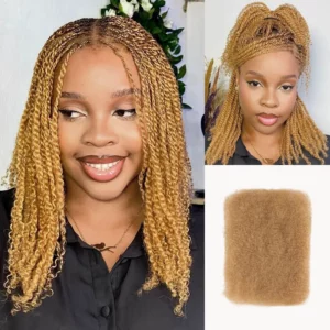 QVR Afro Kinky Bulk Hair No Attachment QVR Afro Curly Bulk Human Hair Rebecca Virgin Remy Dreadlock Natural Color Braids Hair - Image 2