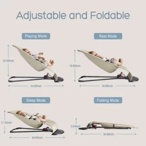AnGku Baby Rocking Chair Portable Multifunction Swing Chair for Toddler Adjustable Baby Bouncer Seat with Toys - Image 4