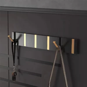 TAICUTE Folding Towel Hanger 2ways Installation Wall Hooks Coat Clothes Holder for Bathroom Kitchen Bedroom Hallway, Black Gold - Image 3