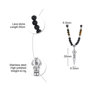 TIBETAN BUDDHIST PHURBA KILAYA THE MAGIC DAGGER WITHTIGER’S EYE LAVA STONE NECKLACE FOR MEN JEWELRY - Image 2